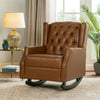 Zyna Rocking Chair | Gentle Motion | Brown Waffle Stitch Faux Leather