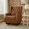 Zyna Rocking Chair | Gentle Motion | Brown Waffle Stitch Faux Leather
