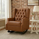 Zyna Rocking Chair | Gentle Motion | Brown Waffle Stitch Faux Leather