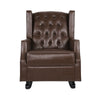Zyna Rocking Chair Gentle Dark Brown Waffle Stitch Faux Leather