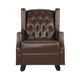Zyna Rocking Chair Gentle Dark Brown Waffle Stitch Faux Leather