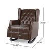 Zyna Rocking Chair | Gentle | Dark Brown Waffle Stitch Faux Leather