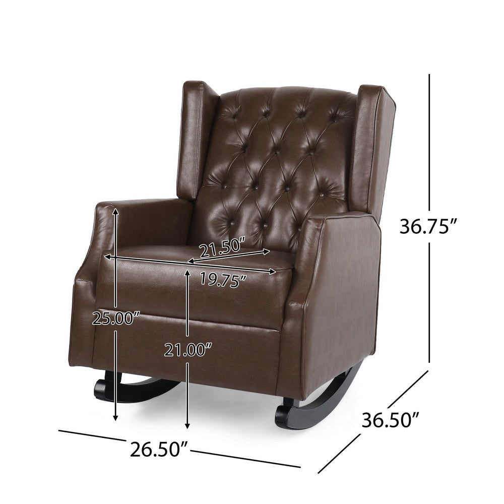 Zyna Rocking Chair | Gentle | Dark Brown Waffle Stitch Faux Leather