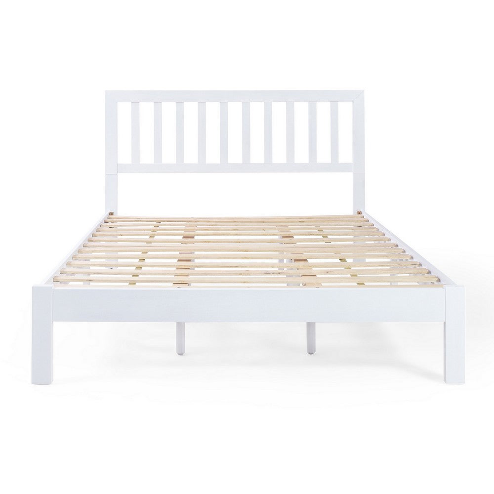 Danie Low Profile Queen Bed | Open Slat Headboard | White Acacia Wood