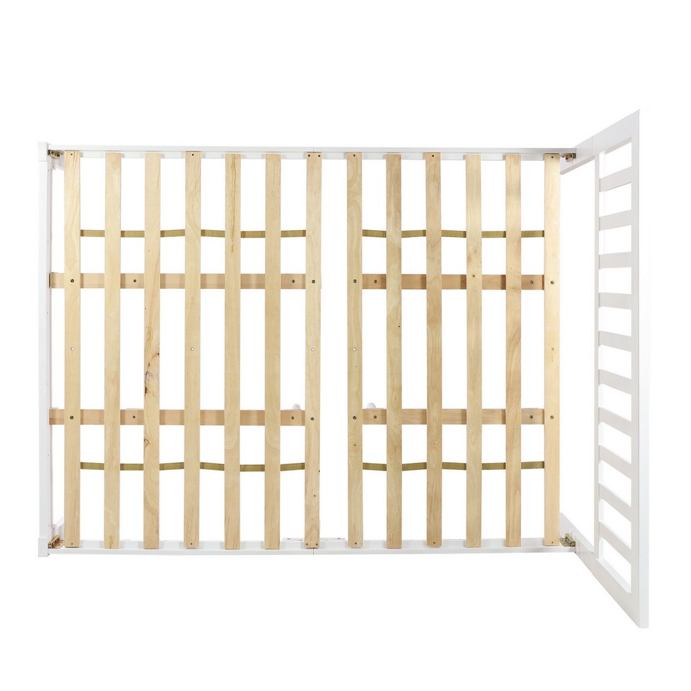 Danie Low Profile Queen Bed | Open Slat Headboard | White Acacia Wood