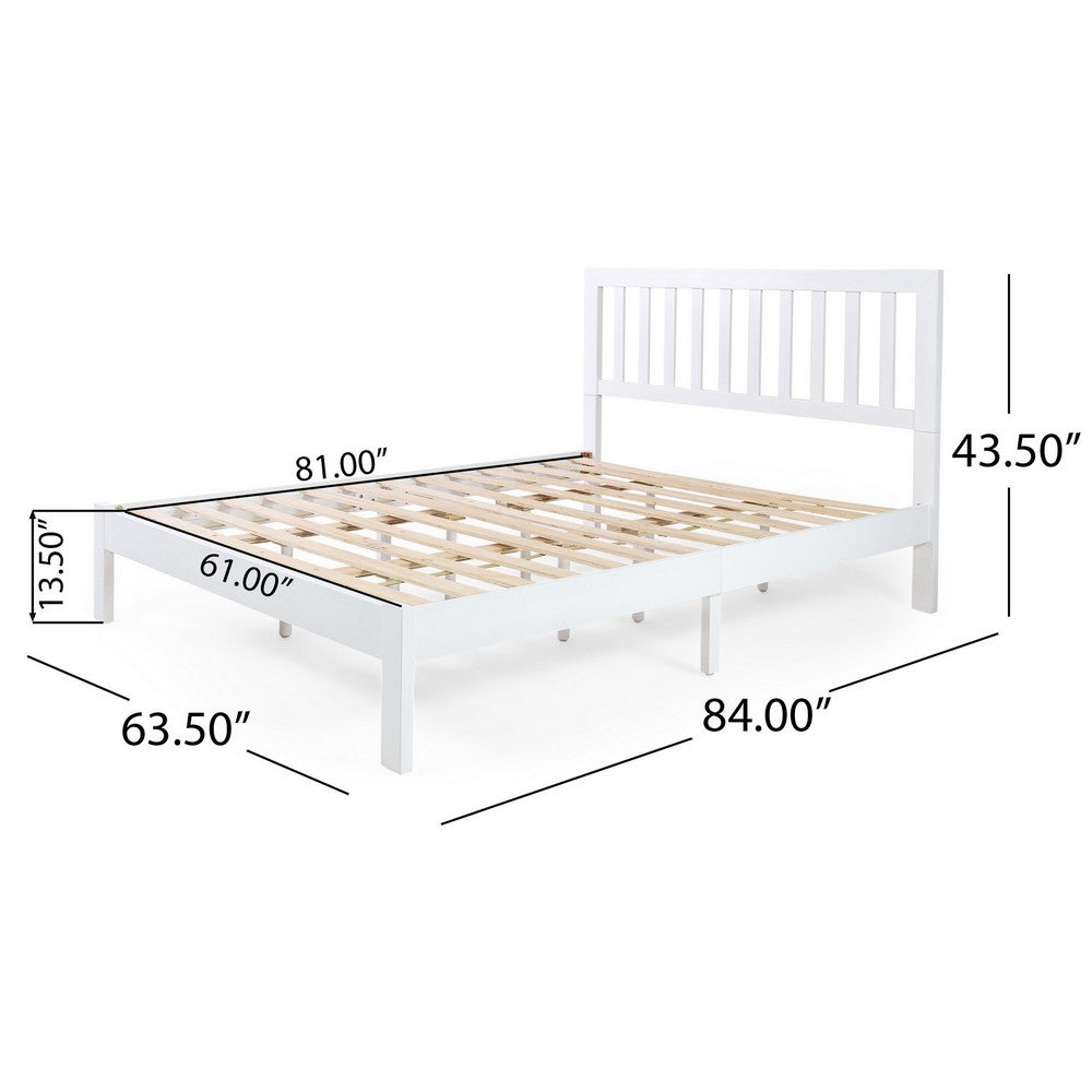 Danie Low Profile Queen Bed | Open Slat Headboard | White Acacia Wood