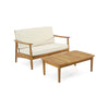 Roxy 2pc Outdoor Loveseat and Coffee Table Set | Acacia Wood | Cream