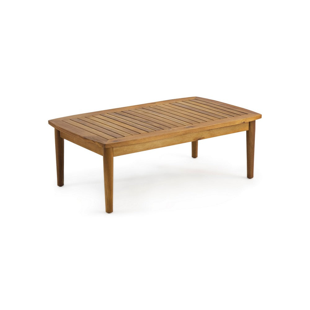 Roxy 2pc Outdoor Loveseat and Coffee Table Set | Acacia Wood | Cream
