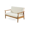 Roxy 2pc Outdoor Loveseat and Coffee Table Set | Acacia Wood | Cream