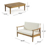 Roxy 2pc Outdoor Loveseat and Coffee Table Set | Acacia Wood | Cream
