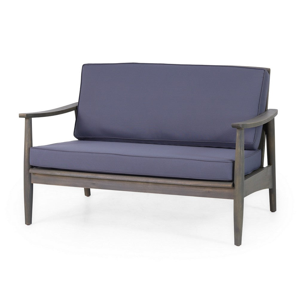 Roxy 2pc Outdoor Loveseat Coffee Table Set | Acacia Wood | Dark Gray