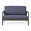 Roxy 2pc Outdoor Loveseat Coffee Table Set | Acacia Wood | Dark Gray