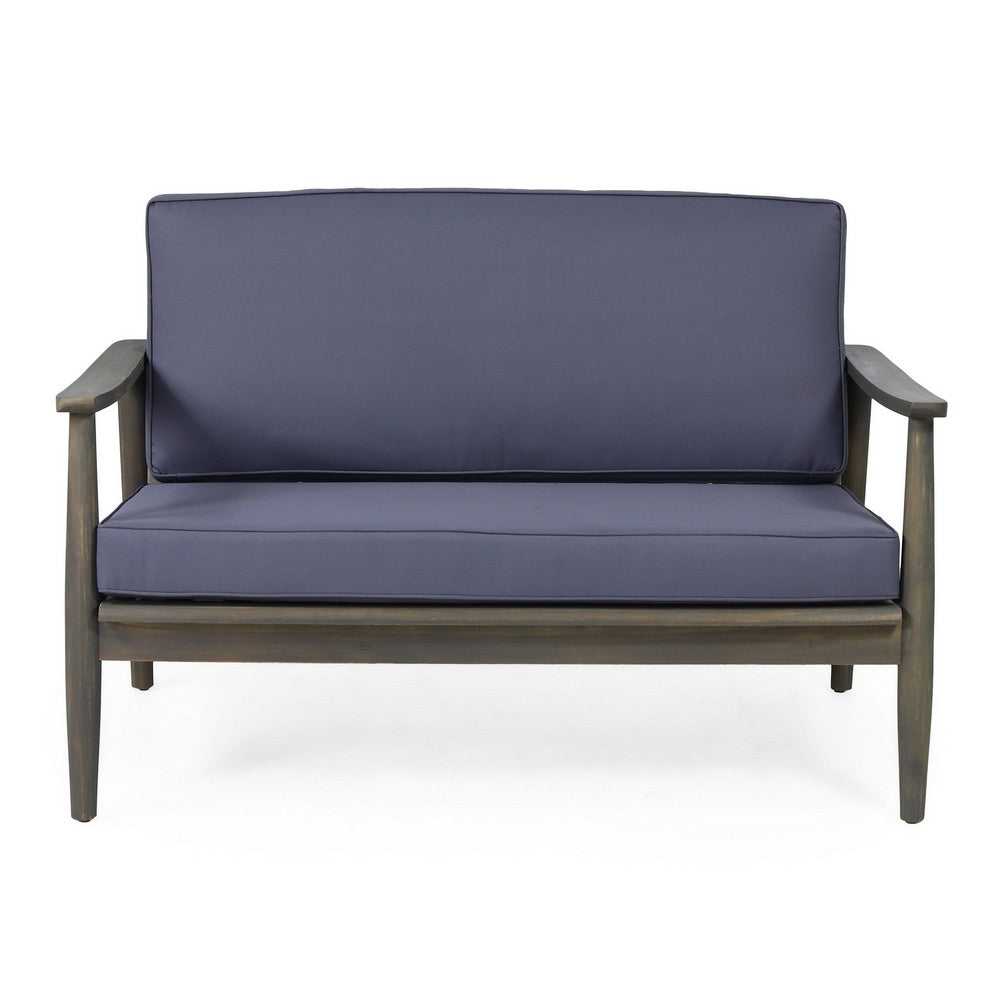 Roxy 2pc Outdoor Loveseat Coffee Table Set | Acacia Wood | Dark Gray