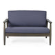 Roxy 2pc Outdoor Loveseat Coffee Table Set | Acacia Wood | Dark Gray