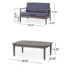 Roxy 2pc Outdoor Loveseat Coffee Table Set | Acacia Wood | Dark Gray