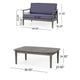 Roxy 2pc Outdoor Loveseat Coffee Table Set | Acacia Wood | Dark Gray