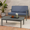 Roxy 2pc Outdoor Loveseat Coffee Table Set | Acacia Wood | Dark Gray