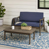 Roxy 2pc Outdoor Loveseat Coffee Table Set | Acacia Wood | Dark Gray