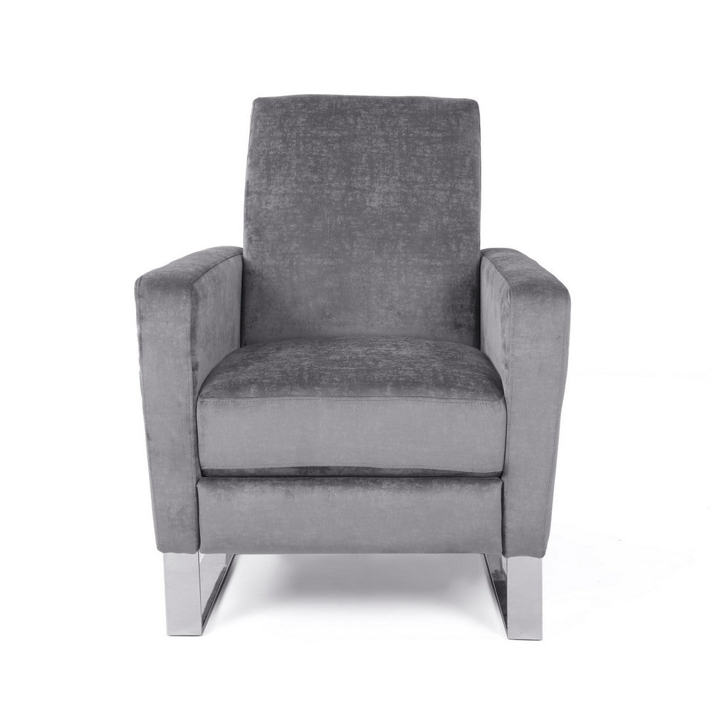 Reki Push Back Manual Recliner Chair | Stainless Steel Legs | Gray