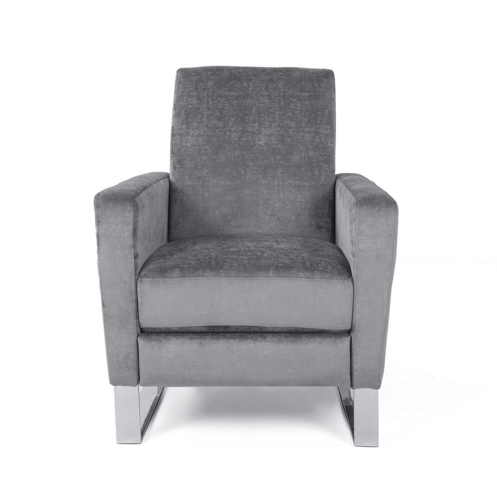 Reki Push Back Manual Recliner Chair Stainless Steel Legs Gray BM326965