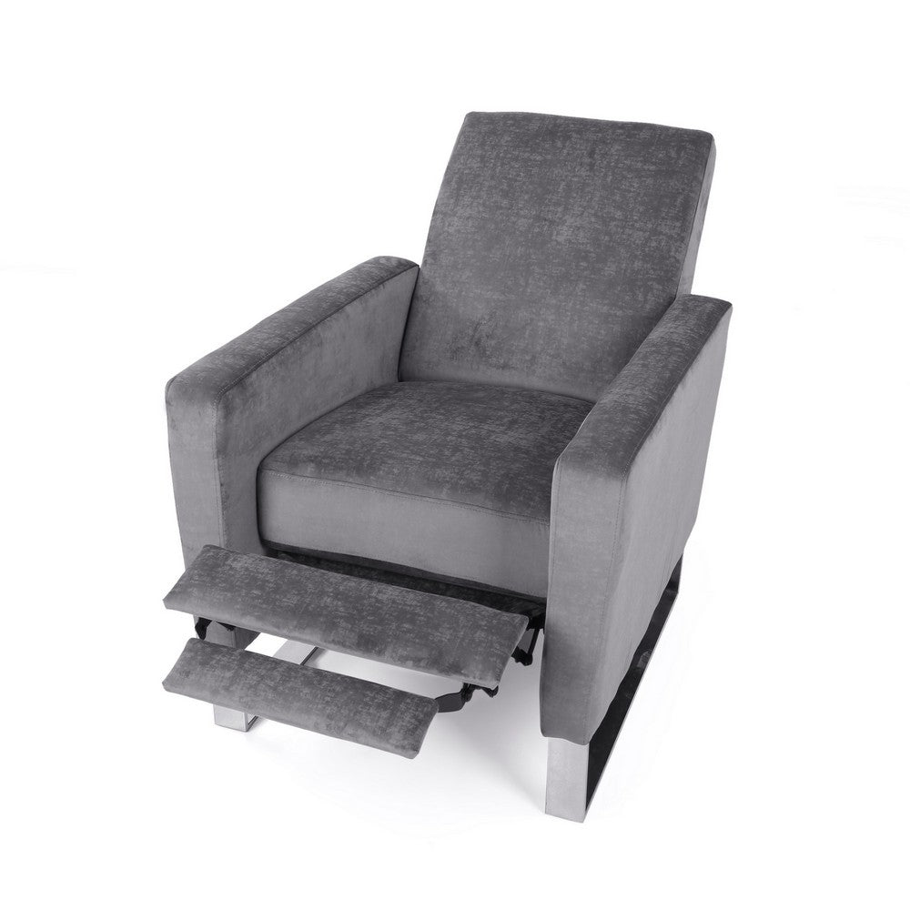Reki Push Back Manual Recliner Chair | Stainless Steel Legs | Gray