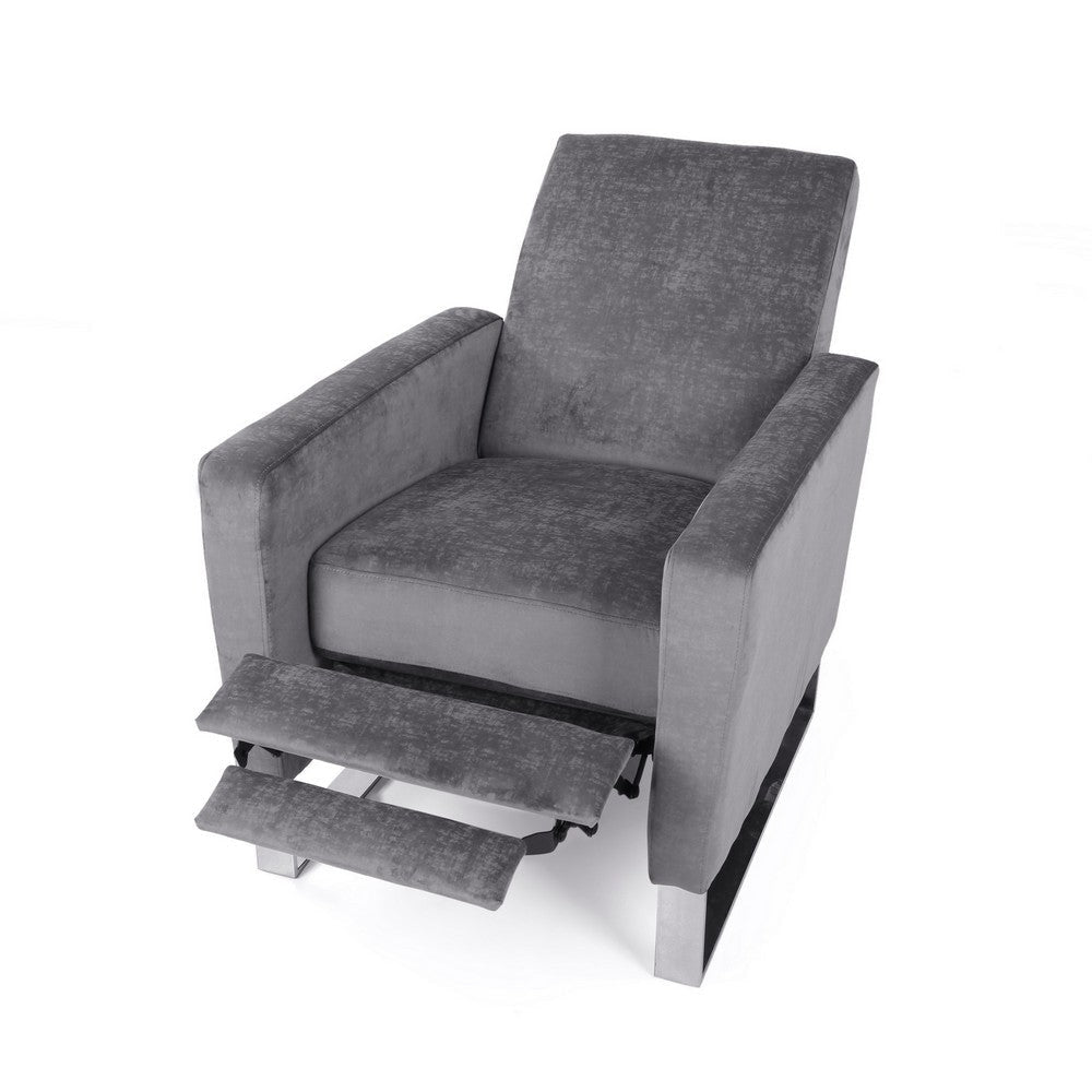 Reki Push Back Manual Recliner Chair Stainless Steel Legs Gray BM326965