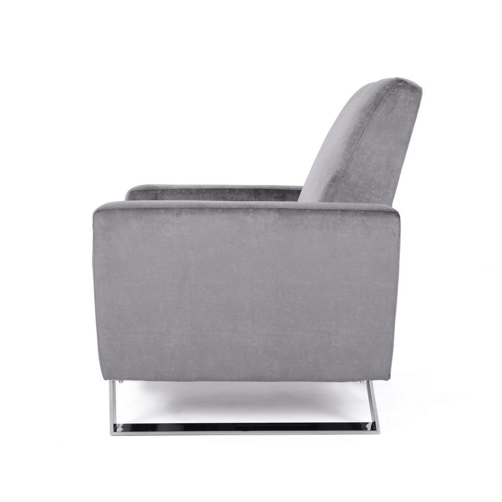 Reki Push Back Manual Recliner Chair | Stainless Steel Legs | Gray