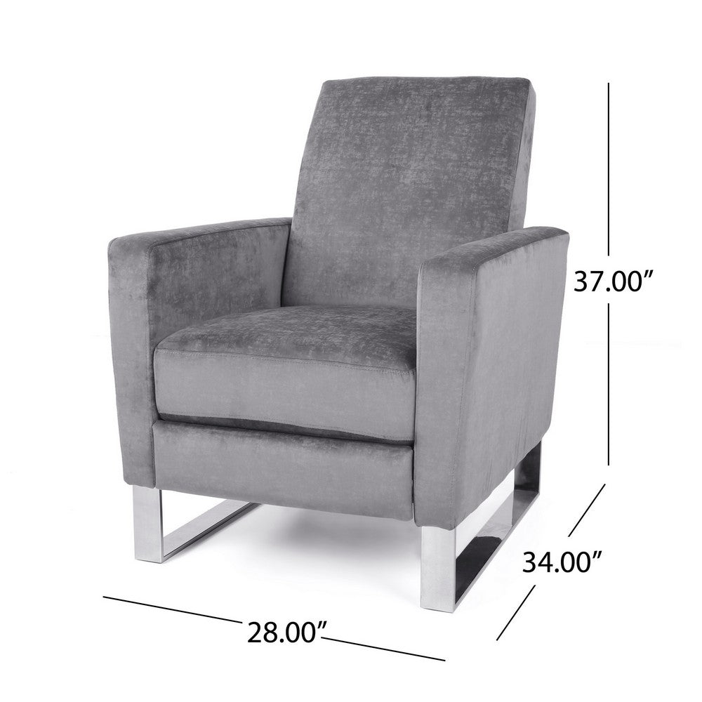 Reki Push Back Manual Recliner Chair | Stainless Steel Legs | Gray
