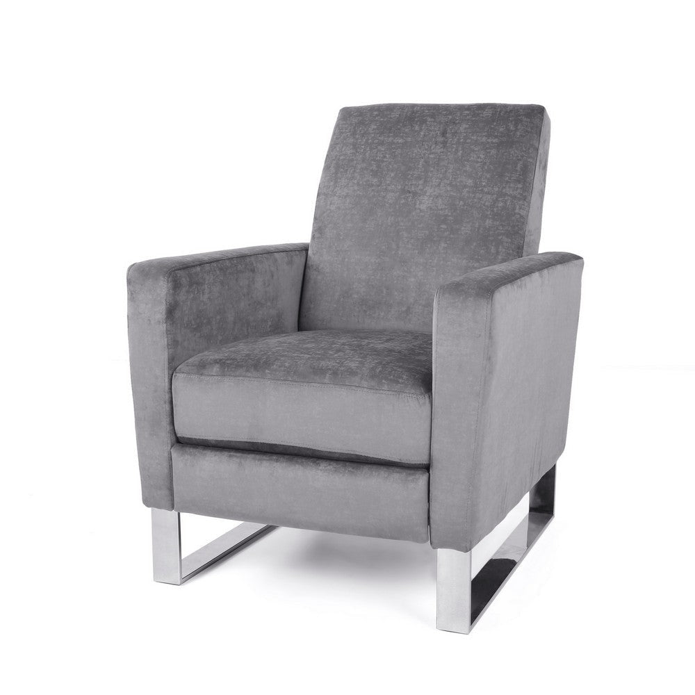 Reki Push Back Manual Recliner Chair, Stainless Steel Legs, Gray