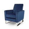 Reki Recliner Chair | Manual Push Back | Stainless Steel | Blue Velvet