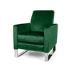 Reki Recliner Chair, Manual Push Back, Stainless Steel, Green Velvet