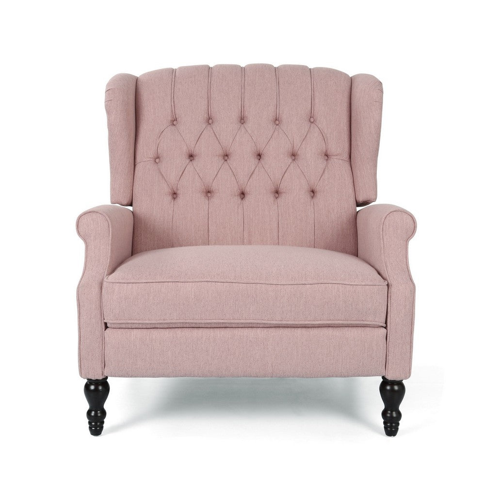 Jade Oversize Wide Chair Manual Recliner, Wingback, Pink Tufted