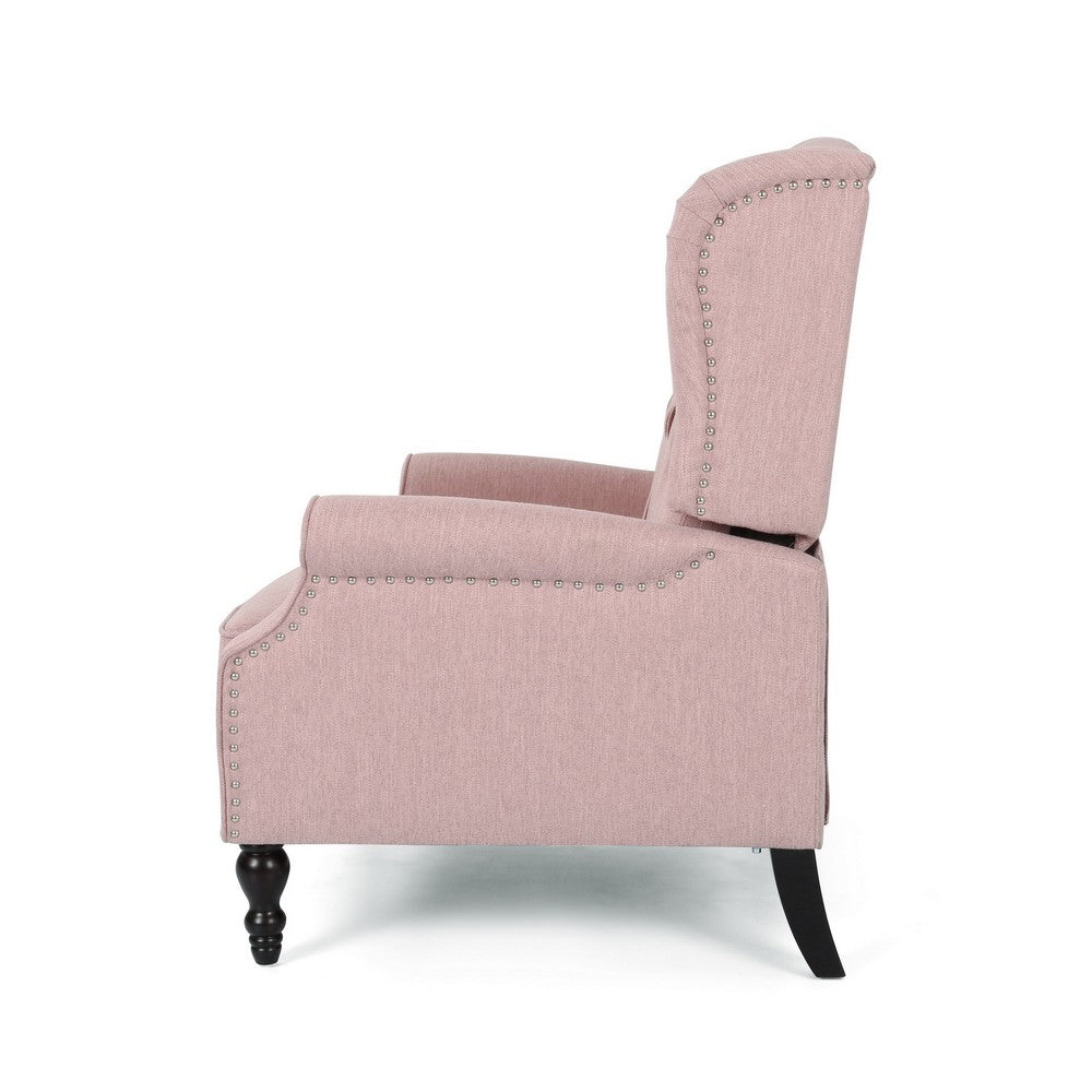 Jade Oversize Wide Chair Manual Recliner, Wingback, Pink Tufted