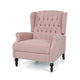 Jade Oversize Wide Chair Manual Recliner, Wingback, Pink Tufted