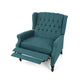 Jade Oversize Wide Chair Manual Recliner Wingback Teal Button Tufted