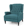 Jade Oversize Wide Chair Manual Recliner, Wingback, Teal Button Tufted