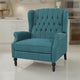 Jade Oversize Wide Chair Manual Recliner, Wingback, Teal Button Tufted