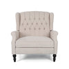 Jade Oversize Wide Chair Manual Recliner Wingback Beige Tufted