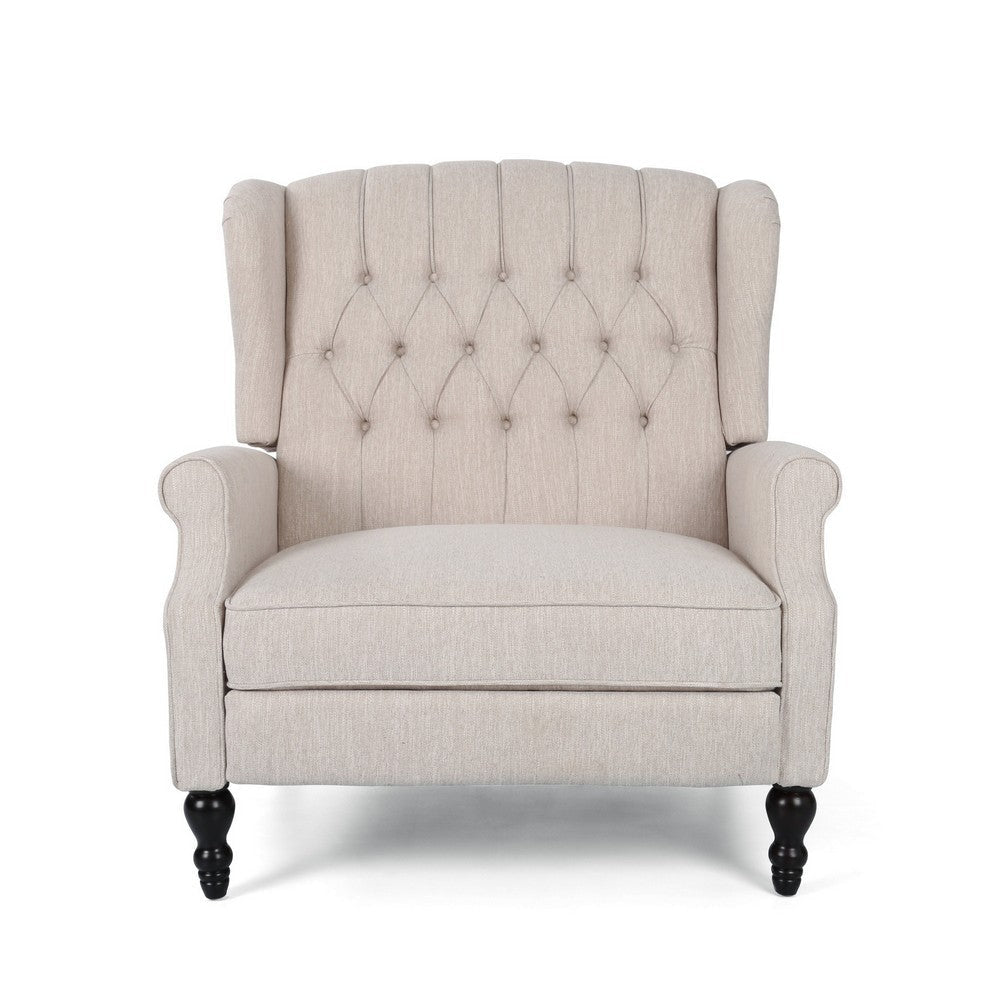 Jade Oversize Wide Chair Manual Recliner Wingback Beige Tufted