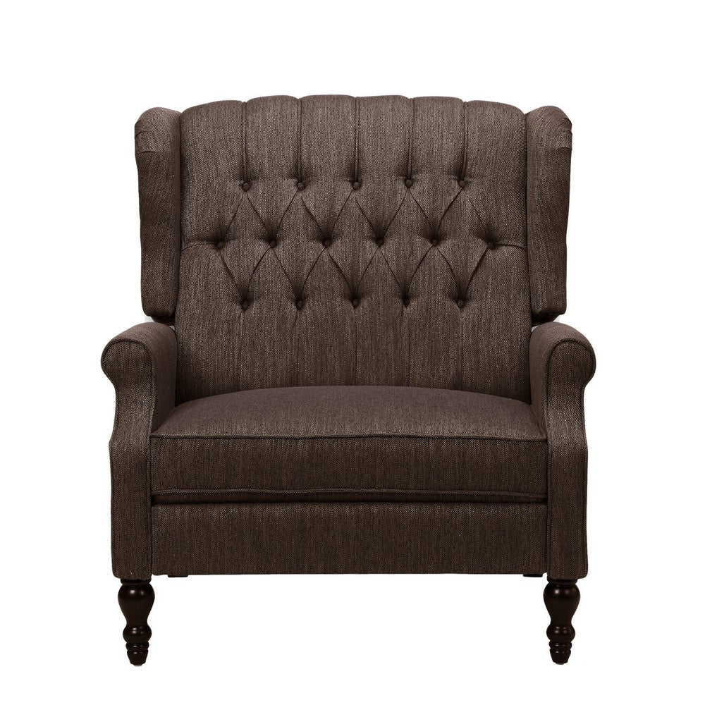 Jade Oversize Wide Chair Manual Recliner Wingback Brown Tufted