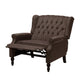 Jade Oversize Wide Chair Manual Recliner Wingback Brown Tufted