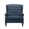 Jade Oversize Wide Chair Manual Recliner Navy Blue Button Tufted