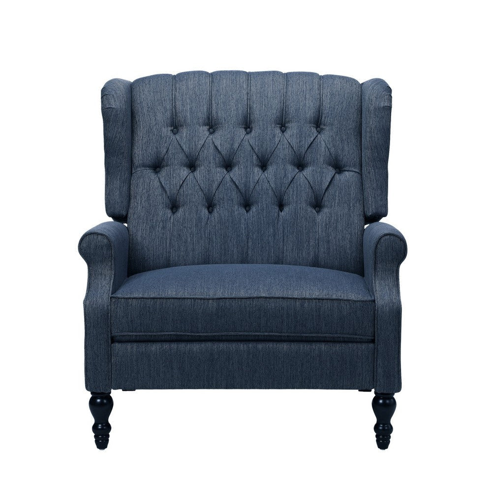Jade Oversize Wide Chair Manual Recliner Navy Blue Button Tufted