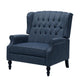 Jade Oversize Wide Chair Manual Recliner, Navy Blue Button Tufted
