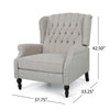Jade Oversize Wide Chair Manual Recliner, Light Gray Tufted