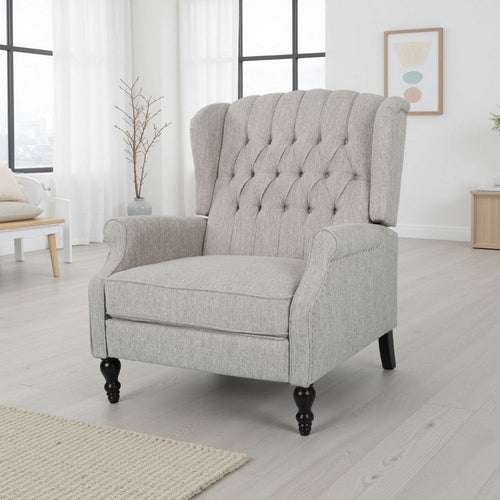 Jade Oversize Wide Chair Manual Recliner, Light Gray Tufted