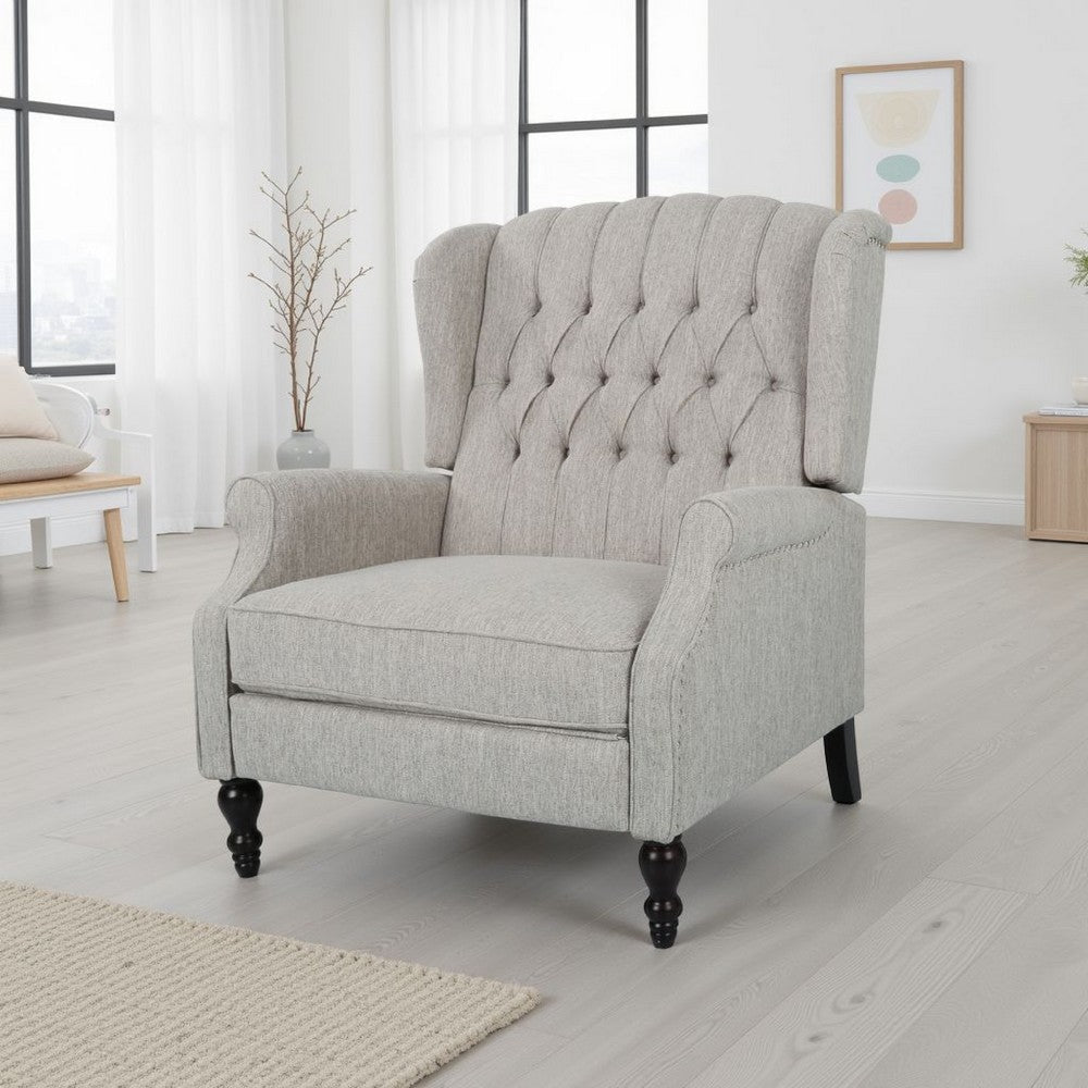 Jade Oversize Wide Chair Manual Recliner, Light Gray Tufted