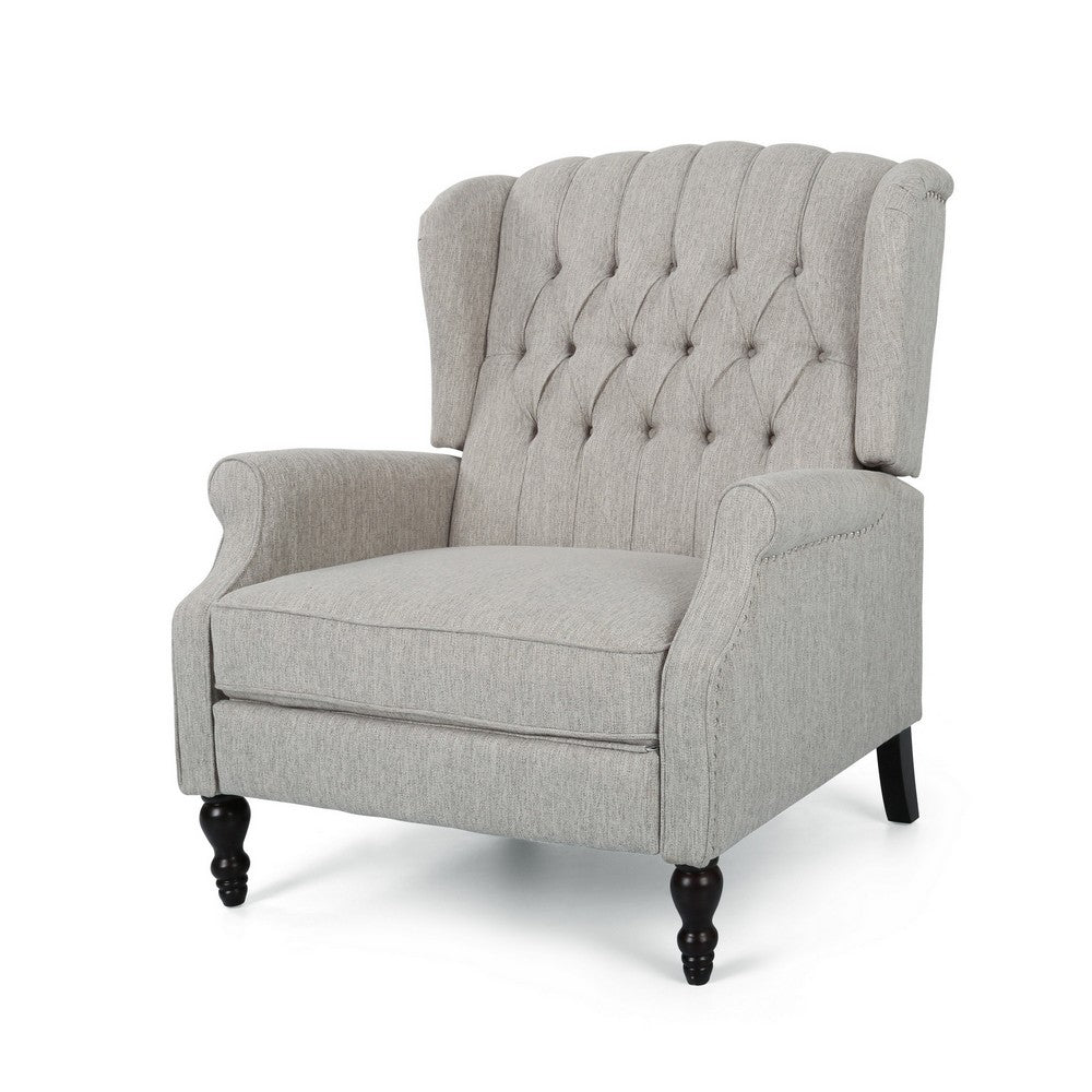 Jade Oversize Wide Chair Manual Recliner, Light Gray Tufted