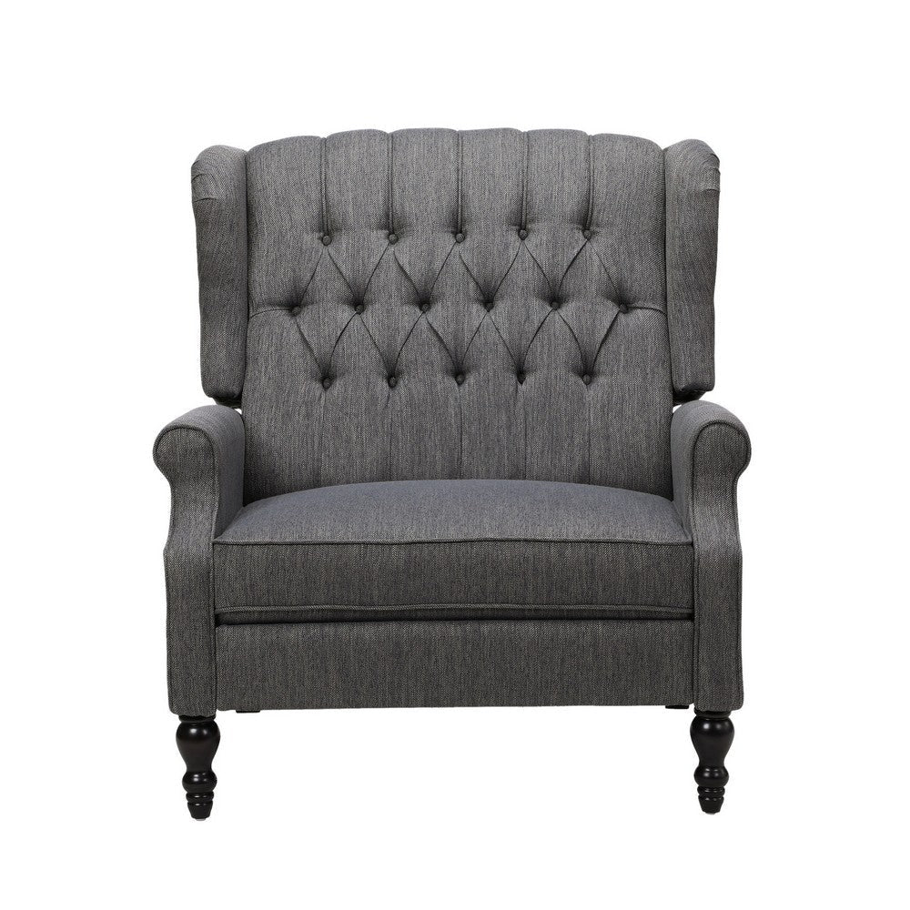 Jade Oversize Wide Chair Manual Recliner Dark Gray Button Tuft