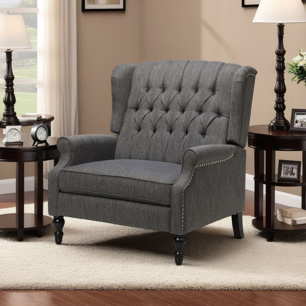 Jade Oversize Wide Chair Manual Recliner, Dark Gray Button Tuft